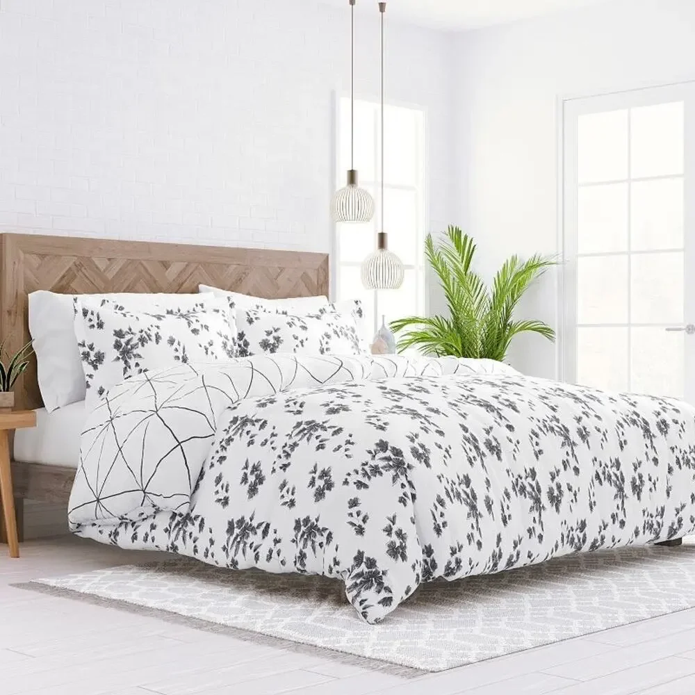 NEW! Casual Comfort KING&CAL KING 3PC Premium Flowers Pattern Duvet Cover Set